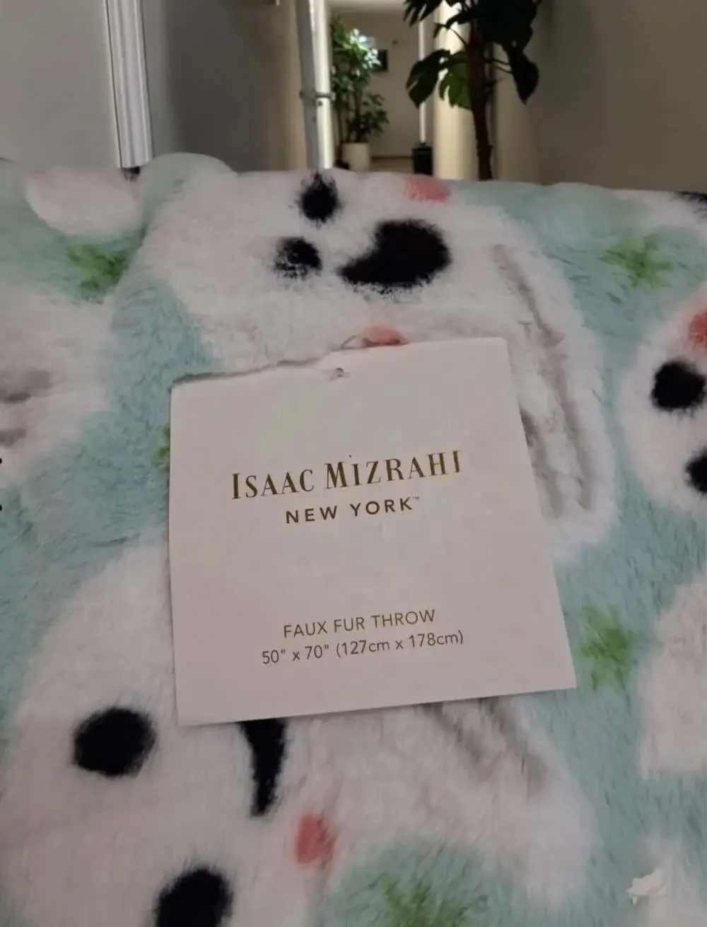 Isaac Mizrahi New York Faux Fur Halloween Ghost Throw Blanket 50